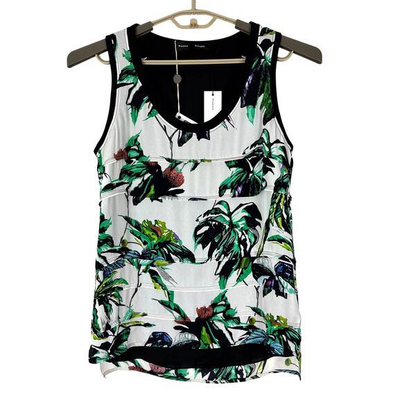 Proenza Schouler NEW 100% Silk Tropical Print Top Blouse Tiered Tank Georgette - Picture 1 of 9